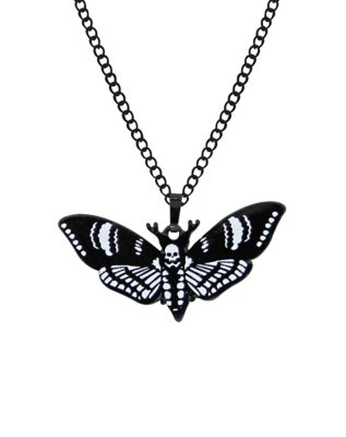 "Black Skull Moth Necklace"