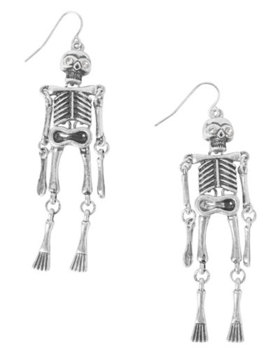 Silvertone Skeleton Dangle Earrings