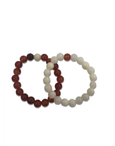 Brown and Cream White Long Distance Beaded Bracelets - 2 Pack