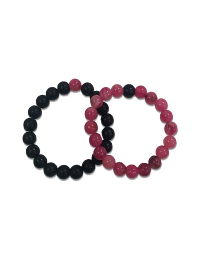 Black and Pink Long Distance Beaded Bracelets û 2 Pack