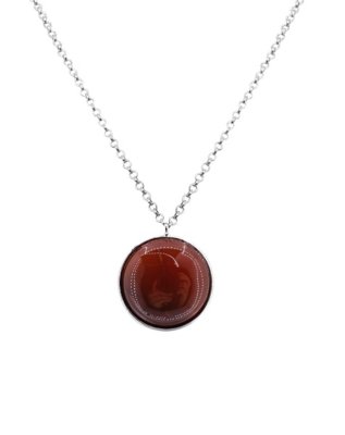 "Carnelian Circle Pendant Necklace"