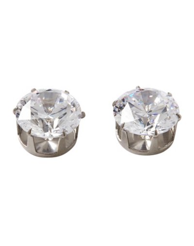 Round CZ Titanium Stud Earrings - 20 Gauge