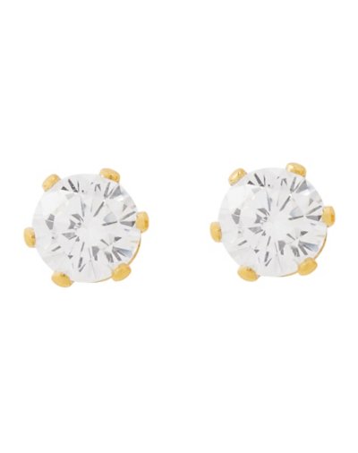 Round CZ Goldplated Stud Earrings - 20 Gauge