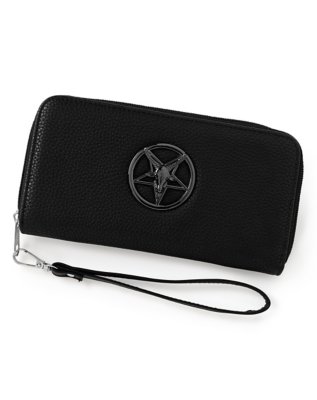 "Black Pentagram Icon Zipper Wallet"
