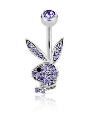 "Purple CZ Playboy Bunny Belly Ring - 14 Gauge"