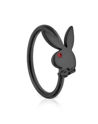 "Black Playboy Bunny Hoop Nose Ring - 20 Gauge"