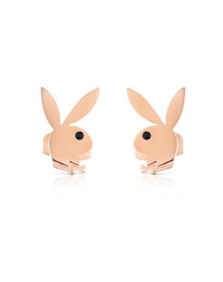 "Rose Goldtone Playboy Bunny Stud Earrings"