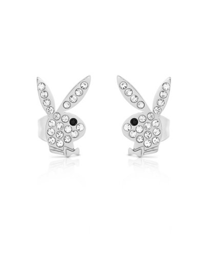 Clear CZ Playboy Bunny Stud Earrings