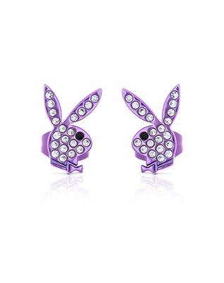 "Purple CZ Playboy Bunny Stud Earrings"