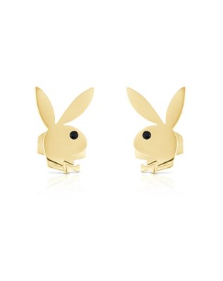"Goldtone Playboy Bunny Stud Earrings"