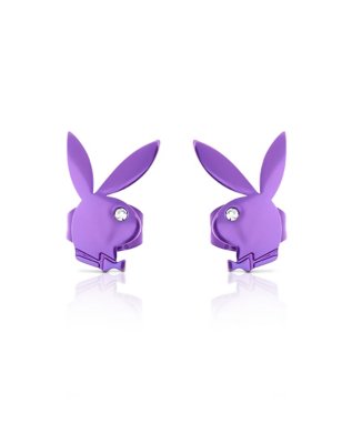"Purple Playboy Bunny Stud Earrings"