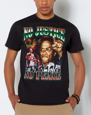 "No Justice No Peace Malcolm X T Shirt"