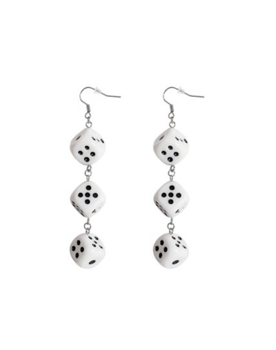 Triple Dice Fishhook Dangle Earrings - 18 Gauge