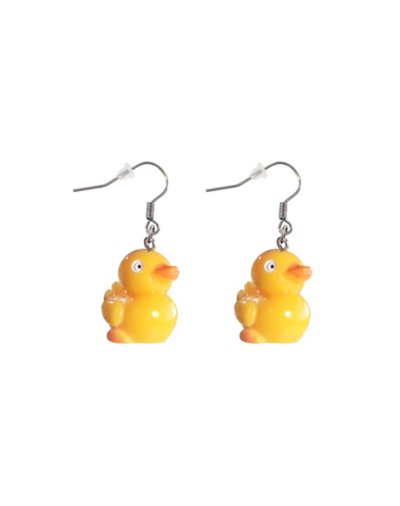 Rubber Duck Fishhook Dangle Earrings - 18 Gauge