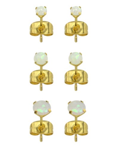 Multi-Pack Acrylic Opal Effect Earrings 3 Pair - 20 Gauge