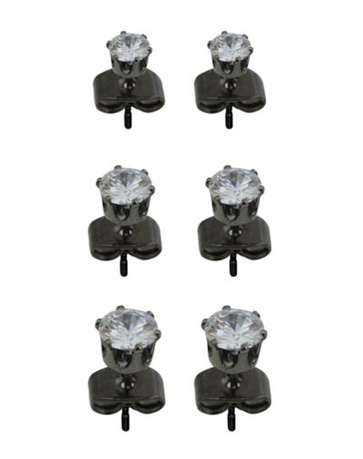 Multi-Pack Round CZ Black Stud Earrings û 20 Gauge