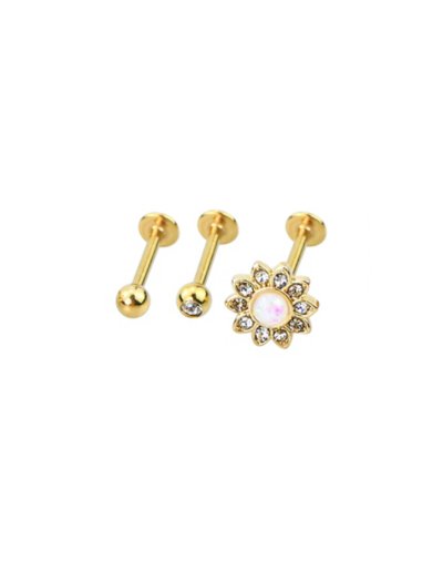 Multi-Pack CZ Goldtone Cardi Stud Earrings 3 Pack - 16 Gauge