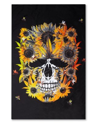 "Sunflower Skull Tapestry"