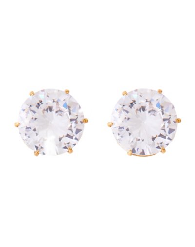 Round CZ Goldplated Stud Earrings û 20 Gauge