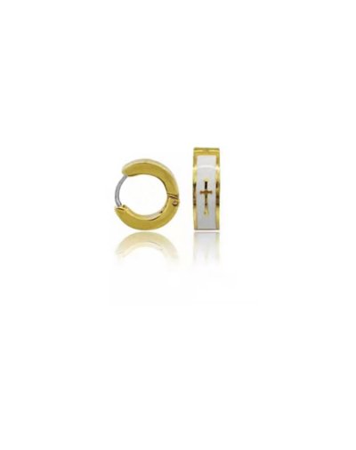 Goldplated Cross Huggie Hoop Earring - 20 Gauge