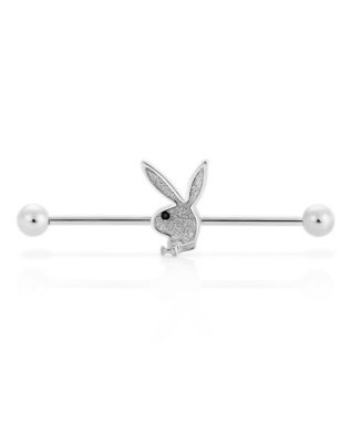 "Glitter Playboy Bunny Industrial Barbell - 14 Gauge"