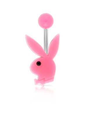 "Pink Playboy Bunny Belly Ring - 14 Gauge"