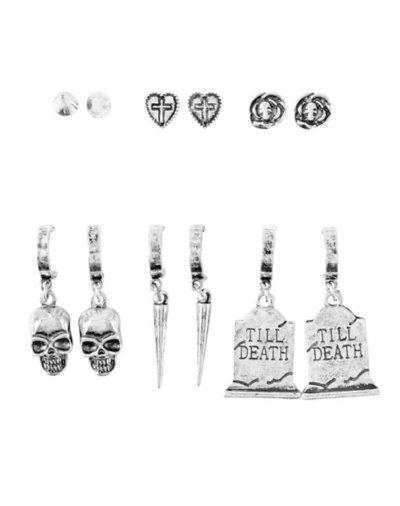 Multi-Pack Skull Spike Grave Earrings - 6 Pair