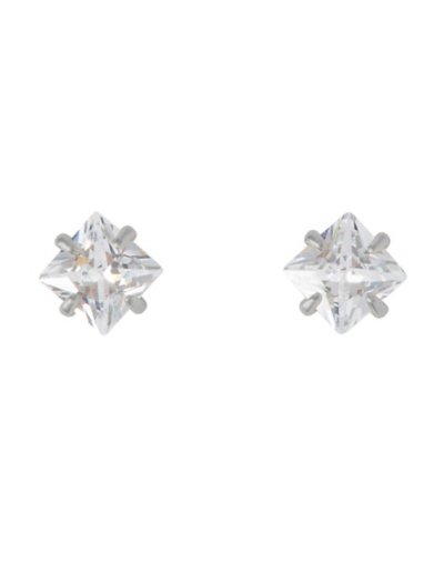 Square CZ Titanium Stud Earrings - 20 Gauge