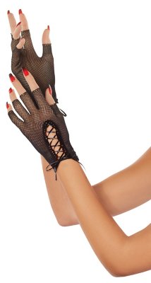"Black Lace Fishnet Gloves"