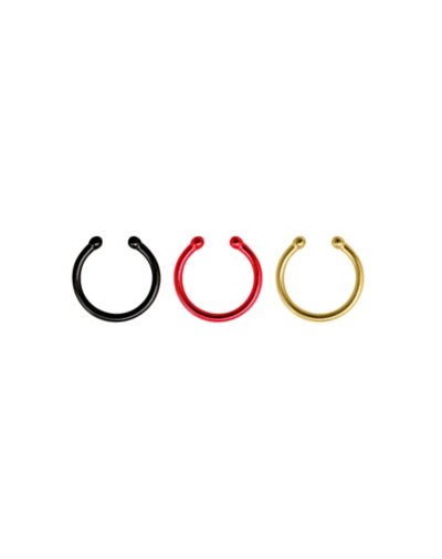 Multi-Pack Black and Red Fake Septum Rings - 3 Pack