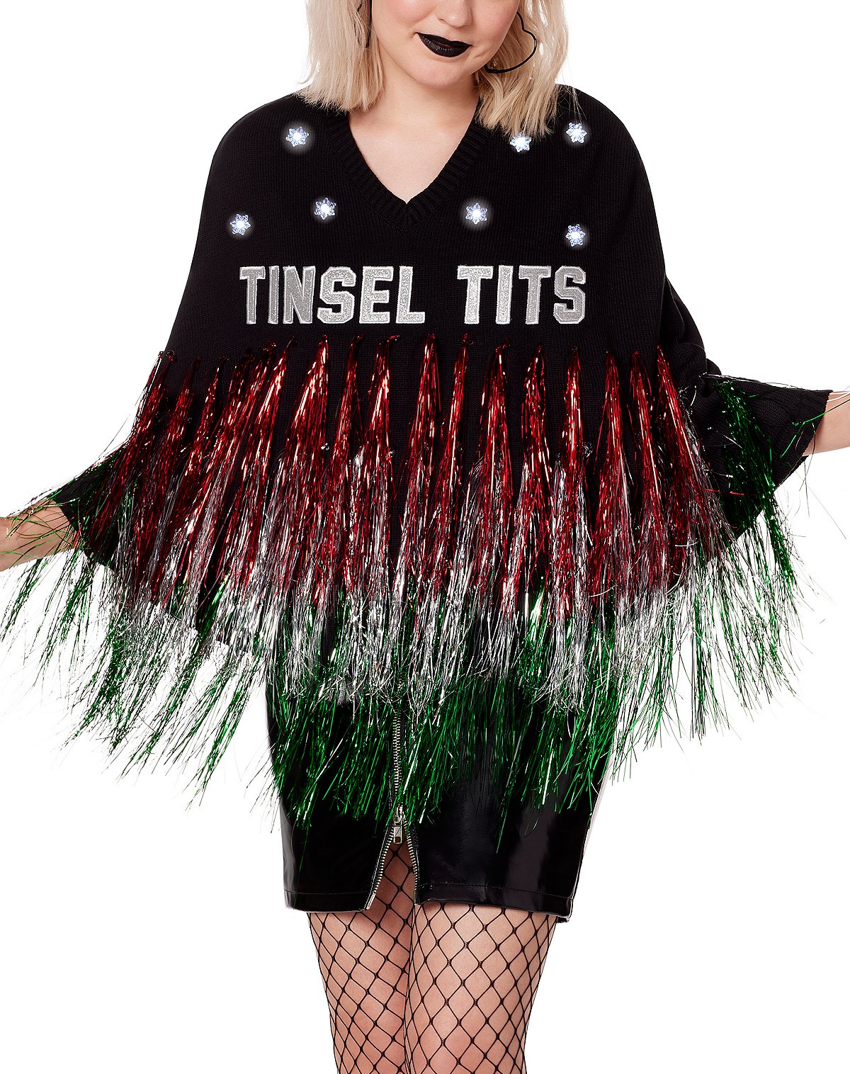 Tinsel Tits Ugly Christmas Poncho