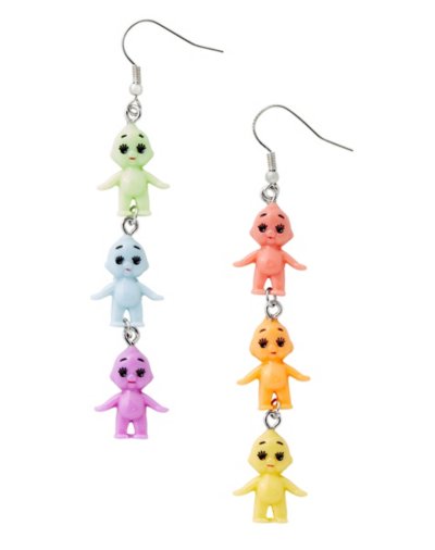 Multi-Colored Baby Doll Dangle Earrings