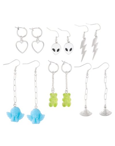 Multi-Pack Assorted Alien Angel Lightning Dangle Earrings - 6 Pack