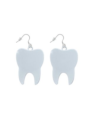 "White Tooth Dangle Earrings - 18 Gauge"