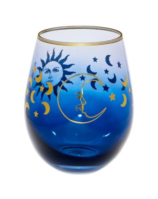 "Glitter Sun and Moon Stemless Wine Glass - 20 oz."