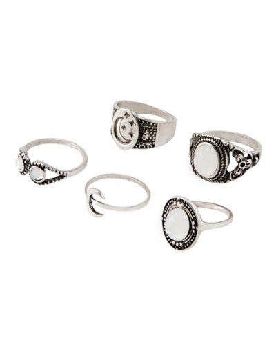 Multi-Pack Moon and Gem Rings - 5 Pack