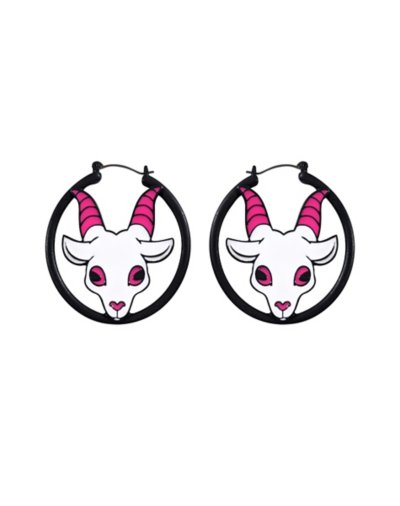 Demon Goat Hoop Earrings - 18 Gauge