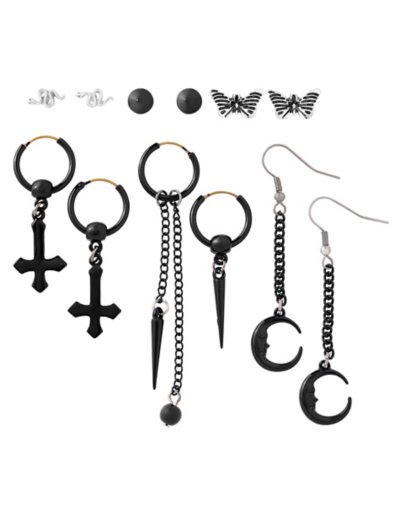 Multi-Pack Assorted Dark Icons Stud and Dangle Earrings - 6 Pack