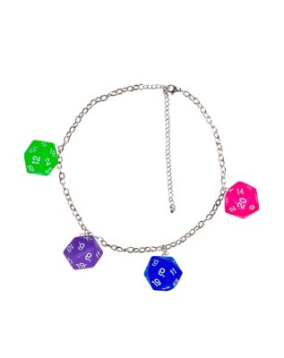 "Colored D20 Chain Choker Necklace"