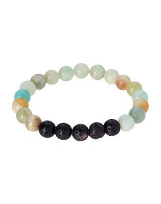 "Lava with Amazonite Bead Bracelet"