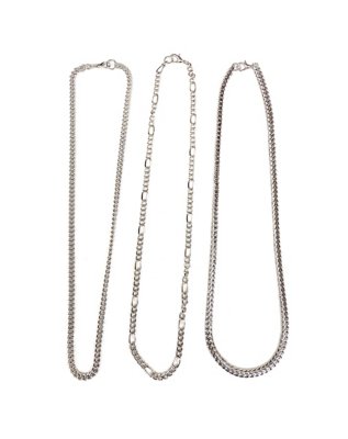 "Multi-Pack Figaro Curb and Snake Chain Necklaces 3 Pack"