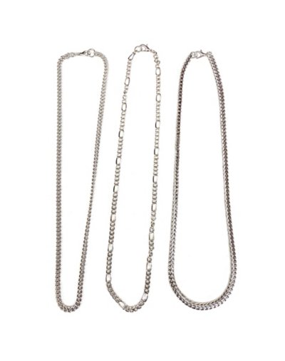 Multi-Pack Figaro Curb and Snake Chain Necklaces 3 Pack