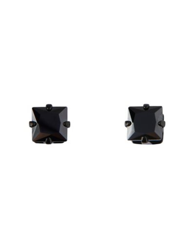 All Black CZ Square Stud Earrings - 20 Gauge