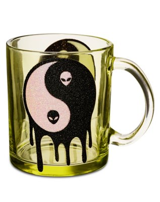 "Glitter Yin Yang Glass Mug - 17 oz."