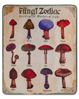 "Fungi Zodiac Sherpa Fleece Blanket"