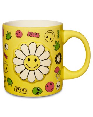 "Flower Smiley Face Icon Coffee Mug - 20 oz."