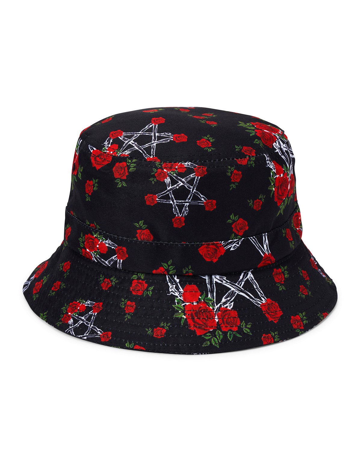 Roses and pentagrams bucket hat