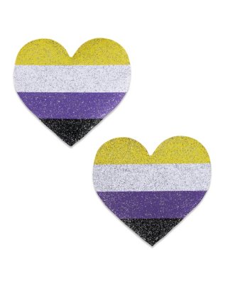 "Nonbinary Pride Heart Nipple Pasties"