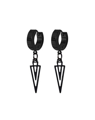 "Black Spike Dangle Huggie Hoop Earrings - 18 Gauge"