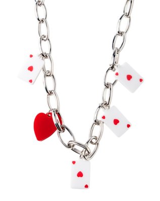 "Playing Card Heart Charm Necklace"